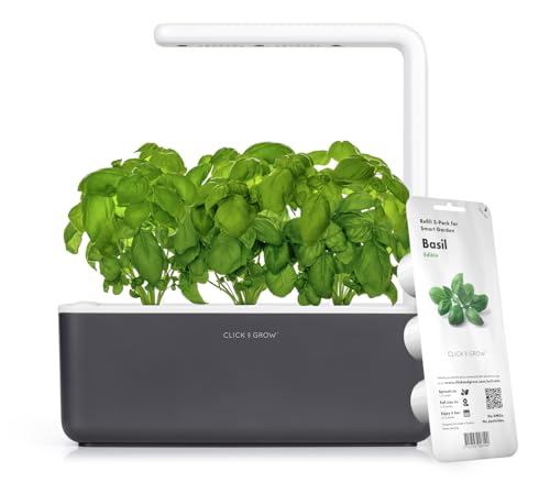 Click and Grow Growbox, Smart Garden, einfacher als Hydroponisches anzuchtsystem, Indoor Garten, kräutergarten, Indoor gewächshaus mit 3 Plant pods dabei, Dunkelgrau