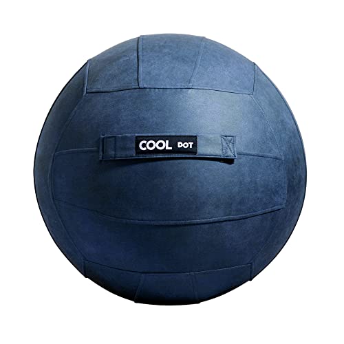COOLDOT Yoga Ball für Erwachsene Sitzball Stuhl mit Cover & Griff inkl. Trainingsball und Pumpe für Zuhause, Büro, Pilates, Yoga 75 cm Durchmesser (Navy Blau, 75) Jetzt mit antibakterieller Behandlung