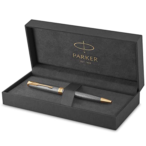 Parker Sonnet Kugelschreiber | Chiselled Silver | Mittlere Spitze | schwarze Tinte | Geschenkbox