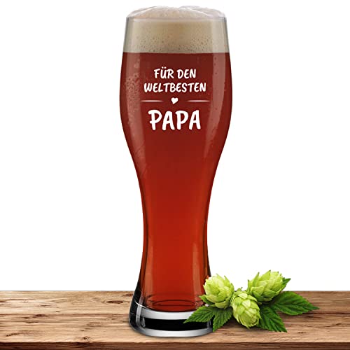 Weizenglas Für Den Weltbesten Papa - Bierglas 0,5l mit Laser-Gravur - Geschenk zum Vatertag, Geburtstag, Weihnachten, Motiv Weltbester Papa