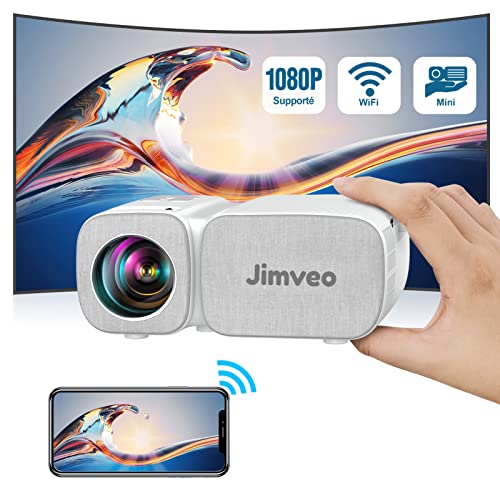 Jimveo Beamer,WiFi Mini Beamer 7500 Lumen 1080p Full HD, 250''Display Projektor LCD Heimkino/Outdoor/Kompatibel mit TV Stick/X-Box/DVD/Laptop/Smartphone Kleiner